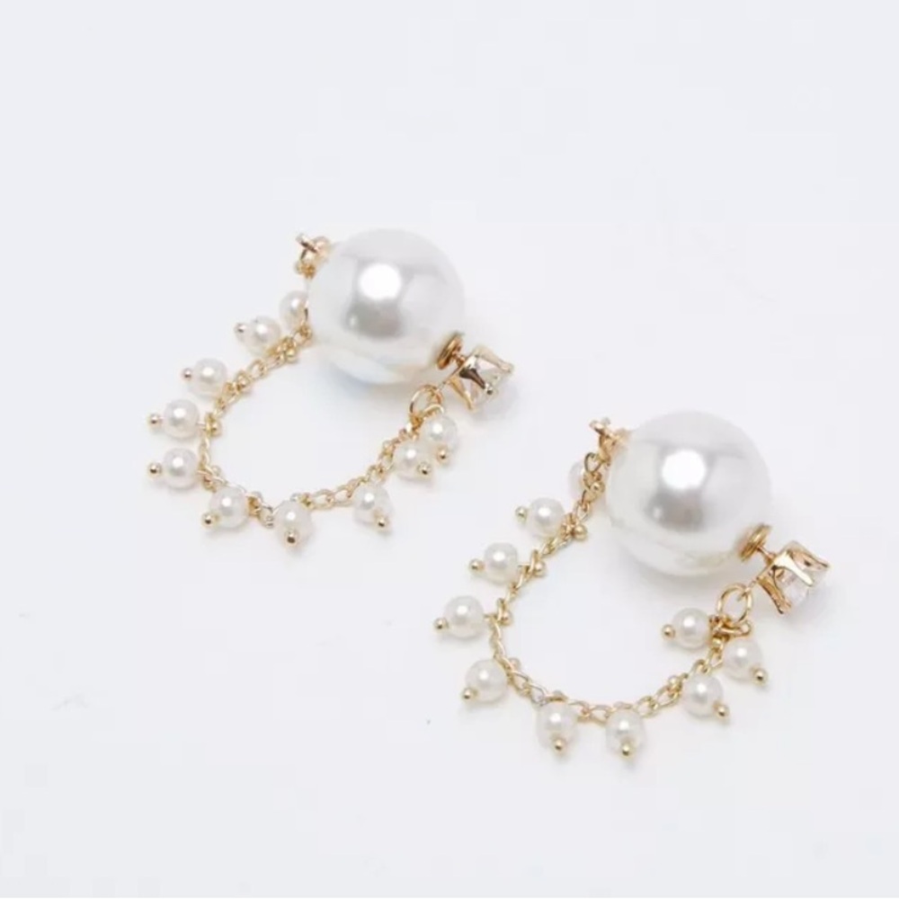 NASTY GAL Pearl Embellished Drop Earrings NEW